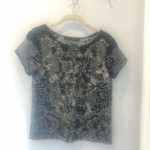 All Saints short sleeve lined beaded shirt
